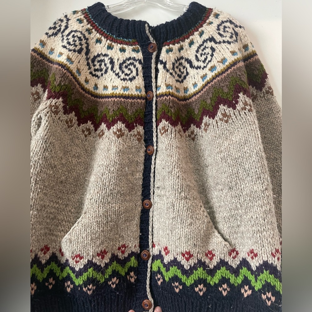 Vintage Handmade Sisandina 100% Natural Wool Sweater - Picture 7 of 14